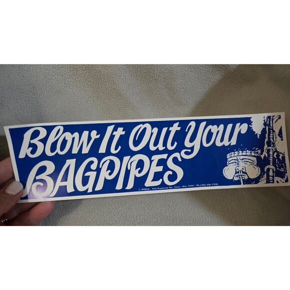 Vtg Lot 3 SCOTTISH Bumper Stickers Funny Up your Kilt Blow it out Bagpipes - Picture 4 of 7